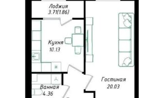 1-комн. квартира, 11/12 этаж, пр. Улы Дала, 38а