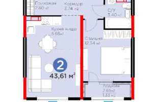 Продажа 2-комнатной квартиры, 43.61 м², пр. Райымбека, дом  219/2 - Продажа квартир в Алматы