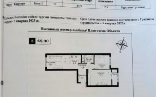Продажа 3-комнатной квартиры, 65.9 м², ул. Рыскулова, дом  2б/1 - Продажа  трехкомнатных квартир в новостройках Алматы без посредников с фото