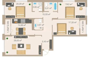 Продажа 4-комнатной квартиры, 130 м², ул. Е-882, дом  7 - Продажа  четырехкомнатных квартир в новостройках Астаны без посредников