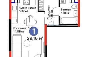 Продажа 1-комнатной квартиры, 29.16 м², ул. Момышулы, дом  11/14а - Продажа квартир в новостройках Алматы без посредников с фото