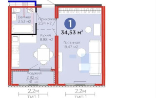 Продажа 2-комнатной квартиры, 34.53 м² - Продажа двухкомнатных квартир в монолитном доме в Астане