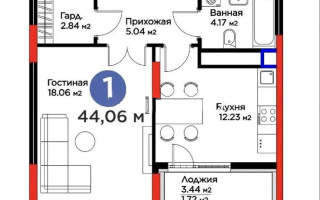 Продажа 1-комнатной квартиры, 44.06 м², ул. Мухамедханова, дом  6/1 стр - Продажа  однокомнатных квартир в Астане с фото