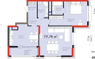 Продажа 2-комнатной квартиры, 77 м², ул. Рыскулова, дом  3 - Продажа  двухкомнатных квартир в Астане с фото