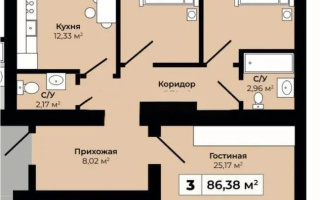Продажа 3-комнатной квартиры, 86.38 м², ул. Байтурсынова, дом  36 - Продажа  трехкомнатных квартир в Астане с фото