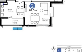 Продажа 2-комнатной квартиры, 78 м², ул. Рыскулова, дом  3 - Продажа квартир в Казахстане