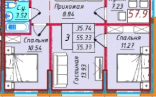 Продажа 3-комнатной квартиры, 58 м², ул. Байге, дом  12а/1 - Продажа  трехкомнатных квартир в Алматы с фото