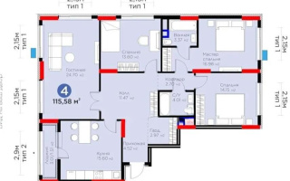 Продажа 4-комнатной квартиры, 115.58 м², ул. Нурмагамбетова, дом  17 стр - Продажа  четырехкомнатных квартир в Астане с фото