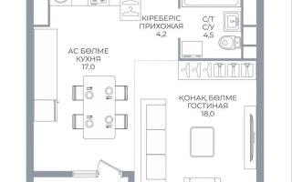 Продажа 1-комнатной квартиры, 45.2 м² - Продажа однокомнатных квартир от собственников в Алматы