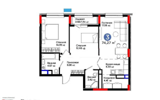 Продажа 3-комнатной квартиры, 74.3 м², ул. Рыскулова, дом  18/1 - Продажа  трехкомнатных квартир в Астане с фото