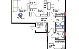 Продажа 3-комнатной квартиры, 85.8 м² - Продажа трехкомнатных квартир в Астане