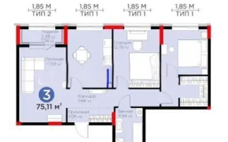 Продажа 3-комнатной квартиры, 75.11 м², пр. Туран, дом  57/5 - Продажа  трехкомнатных квартир в новостройках Астаны