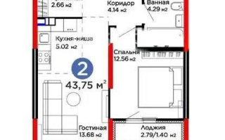 Продажа 2-комнатной квартиры, 43.75 м², ул. Момышулы, дом  11/14а - Продажа  двухкомнатных квартир в новостройках Алматы с фото