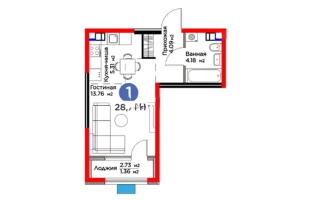 Продажа 1-комнатной квартиры, 28.79 м², мкр. Гажайып, дом  5/2 - Продажа квартир в Алматы