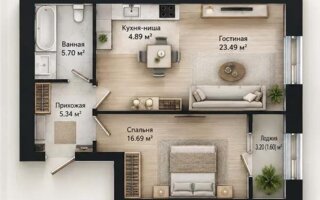 Продажа 2-комнатной квартиры, 58 м²