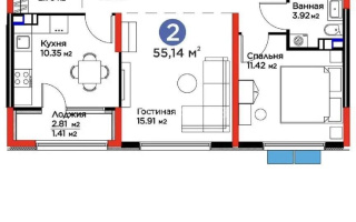 Продажа 2-комнатной квартиры, 55.14 м², мкр. Гажайып, дом  33 - Продажа  двухкомнатных квартир в Алматы с фото