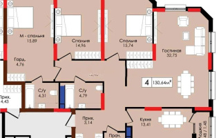 Продажа 4-комнатной квартиры, 130.64 м², ул. Сыганак, дом  18 стр - Продажа квартир в новостройках Астаны без посредников