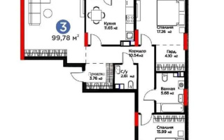 Продажа 3-комнатной квартиры, 99.7 м², ул. Рыскулова, дом  16/2 - Продажа  трехкомнатных квартир в Астане