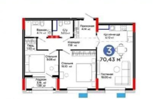 Продажа 3-комнатной квартиры, 70.43 м², ул. Е-321, дом  6/2 - Продажа  трехкомнатных квартир в Астане