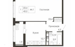 Продажа 1-комнатной квартиры, 44.3 м², ул. Нажимеденова, дом  3/4 - Продажа  однокомнатных квартир в новостройках Астаны без посредников
