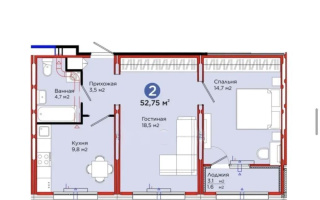 Продажа 2-комнатной квартиры, 52.75 м², ул. Е-103, дом  5а - Продажа  двухкомнатных квартир в новостройках Астаны без посредников