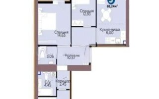 Продажа 3-комнатной квартиры, 88.24 м²
