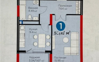 Продажа 1-комнатной квартиры, 39.19 м² - Продажа однокомнатных квартир в р-не Есиль Астаны