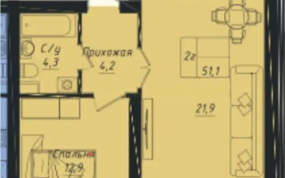 Продажа 2-комнатной квартиры, 51.1 м², ул. Толе би, дом  1 стр - Продажа  двухкомнатных квартир в Астане