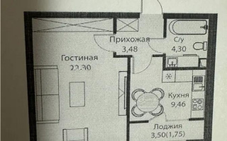 Продажа 1-комнатной квартиры, 41.26 м², пр. Тауелсыздык, дом  25/1 стр - Продажа однокомнатных квартир без посредников в Астане
