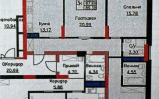 Продажа 3-комнатной квартиры, 89.38 м²