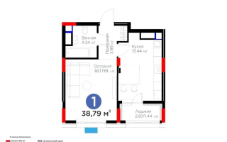 Продажа 1-комнатной квартиры, 38.79 м² - Продажа однокомнатных квартир в р-не Есиль Астаны