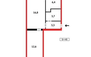 Продажа 2-комнатной квартиры, 43 м²