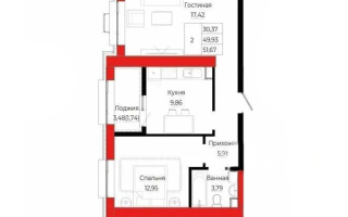 Продажа 2-комнатной квартиры, 51.4 м², ул. Айтматова, дом  21 стр - Продажа квартир в Астане
