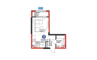 Продажа 1-комнатной квартиры, 28.82 м²