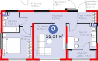 Продажа 2-комнатной квартиры, 55 м², ул. Байге, дом  12б - Продажа  двухкомнатных квартир в новостройках Алматы с фото