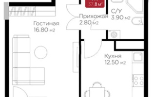 Продажа 1-комнатной квартиры, 37.8 м², ул. Е-36, дом  5 - Продажа квартир в новостройках Астаны
