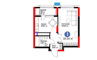 Продажа 1-комнатной квартиры, 37.51 м², пр. Туран, дом  55/5 - Продажа квартир в Астане с фото