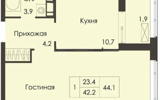 Продажа 1-комнатной квартиры, 44.1 м², ул. Нурмагамбетова, дом  23 - Продажа  однокомнатных квартир в новостройках Астаны без посредников