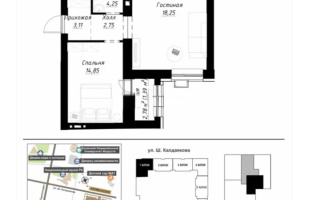 Продажа 2-комнатной квартиры, 51.1 м², ул. Калдаякова, дом  14 стр - Продажа  двухкомнатных квартир в Астане