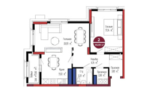 Продажа 2-комнатной квартиры, 66.86 м², ул. Шарля де Голля, дом  14 стр - Продажа квартир в Астане