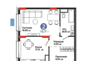 Продажа 2-комнатной квартиры, 60 м²