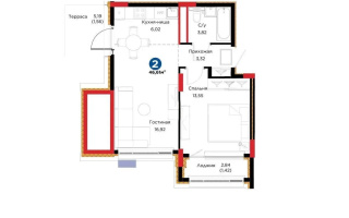 Продажа 2-комнатной квартиры, 46.61 м², ул. Кенесары, дом  54 - Продажа квартир в Казахстане