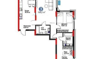 Продажа 3-комнатной квартиры, 105.1 м², ул. Рыскулова, дом  9 стр - Продажа квартир в Казахстане