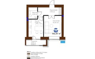 Продажа 1-комнатной квартиры, 40.47 м²