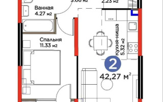 Продажа 2-комнатной квартиры, 42.27 м², ул. Момышулы, дом  11/14а - Продажа квартир в Алматы