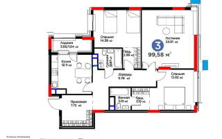 Продажа 3-комнатной квартиры, 99.84 м², ул. Толе би, дом  52 - Продажа  трехкомнатных квартир в новостройках Астаны