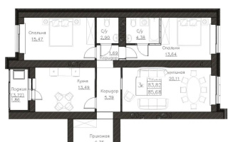 Продажа 3-комнатной квартиры, 85.9 м², ул. Нажимеденова, дом  52б - Продажа  трехкомнатных квартир в Астане с фото