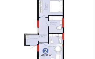 Продажа 2-комнатной квартиры, 49 м²