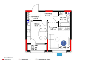 Продажа 1-комнатной квартиры, 42.88 м² - Продажа однокомнатных квартир от собственников в Алматы