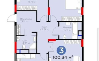 Продажа 3-комнатной квартиры, 100.34 м², ул. Рыскулова, дом  18 - Продажа  трехкомнатных квартир в Астане с фото